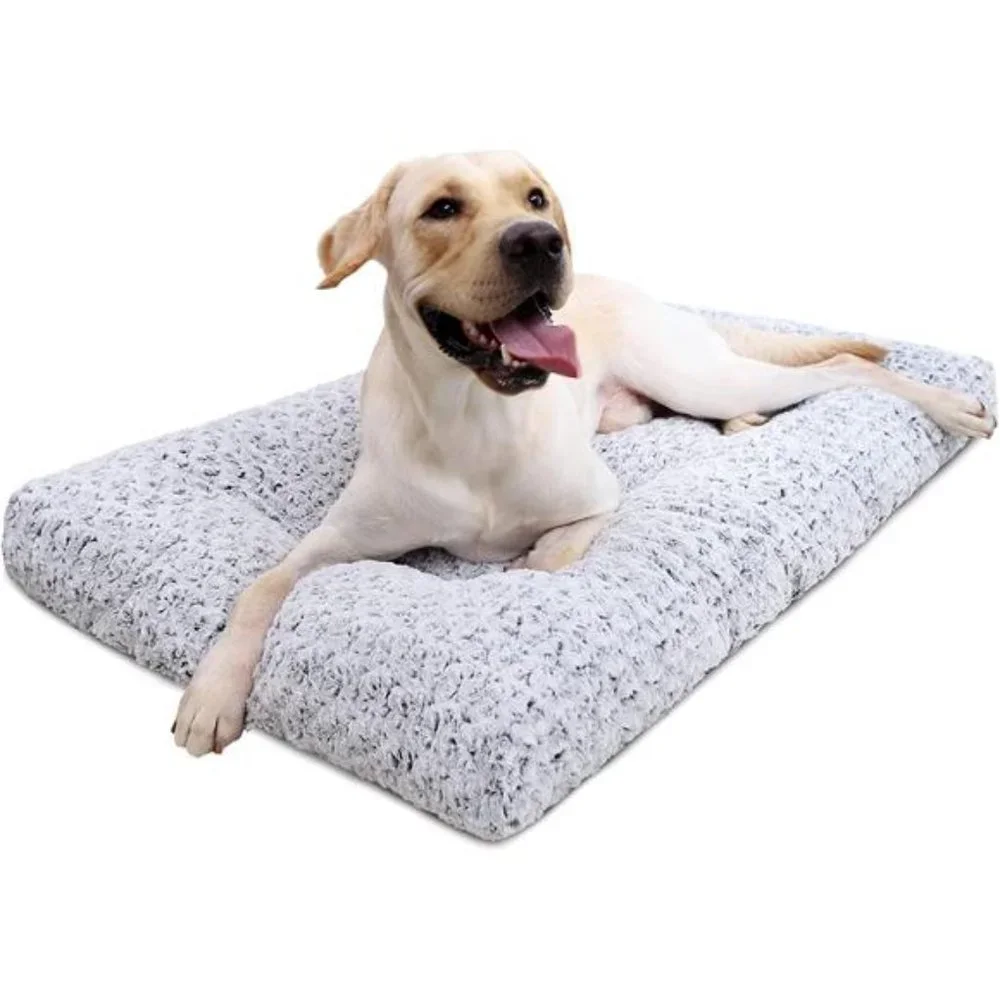 Washable Dog Bed Deluxe Plush Dog Crate Beds Fulffy Comfy Kennel Pad Anti-Slip
